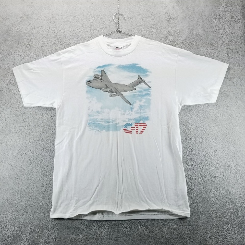VTG Sophos Shirt Mens XL C-17 Military Plane Single Stitch Made in USA 90s‎